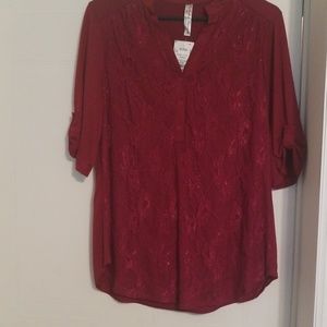 Burgundy lace top nwt